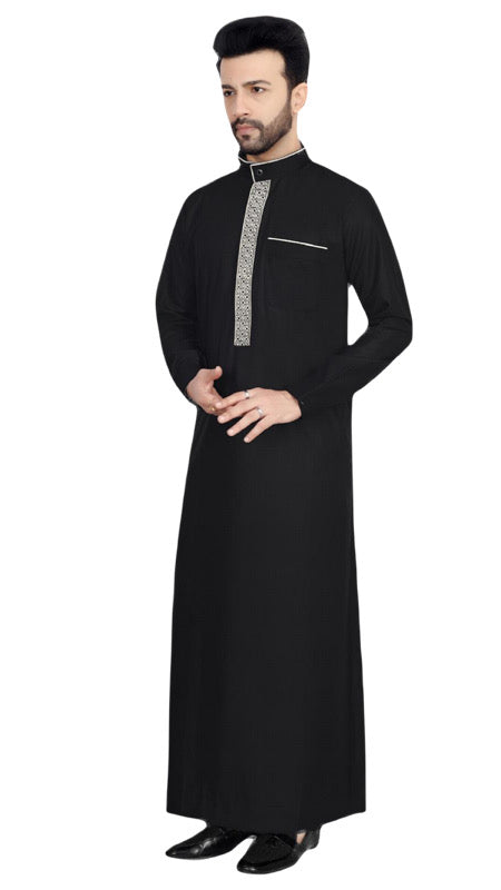 Classic Black Thobe with Buttoned Placket coming soon